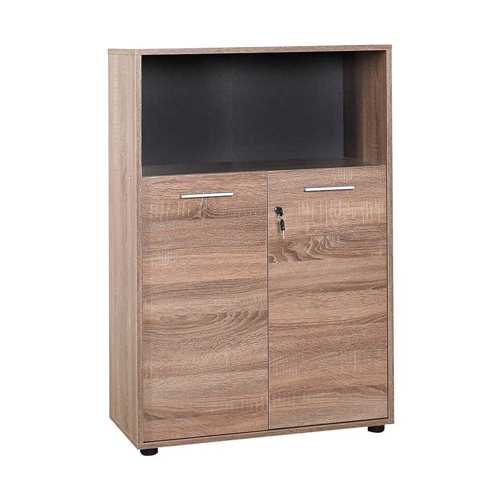Biblioteca Adore New York, 2 usi cu cheie, 3 rafturi, Natur - Sonoma, 72x110x34 cm - Sonoma