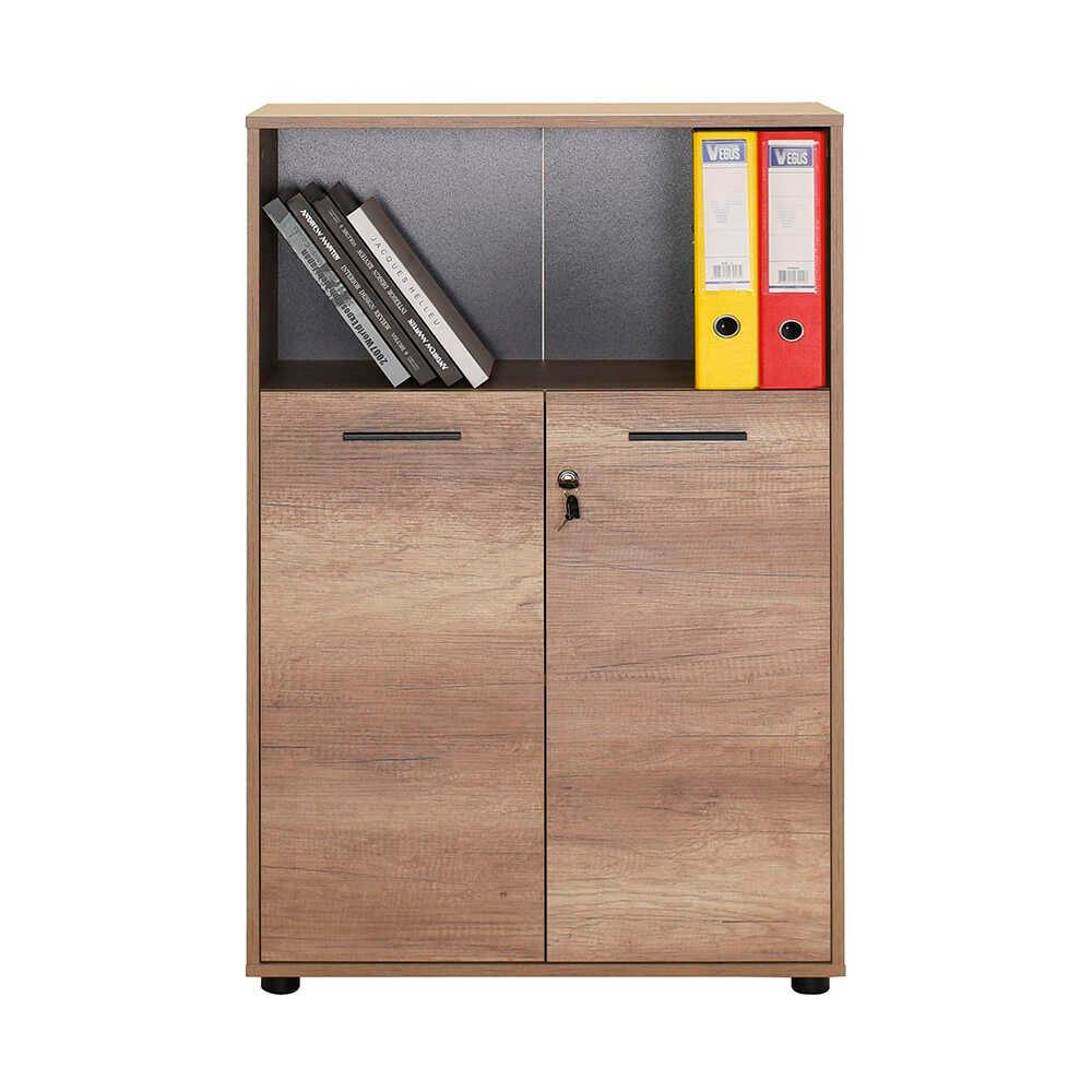 Biblioteca Adore New York, 2 usi cu cheie, 3 rafturi, Natur - Sonoma, 72x110x34 cm - Natur