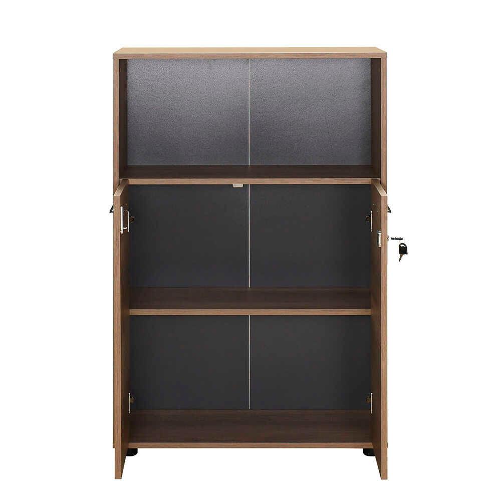 Biblioteca Adore New York, 2 usi cu cheie, 3 rafturi, Natur - Sonoma, 72x110x34 cm - Natur