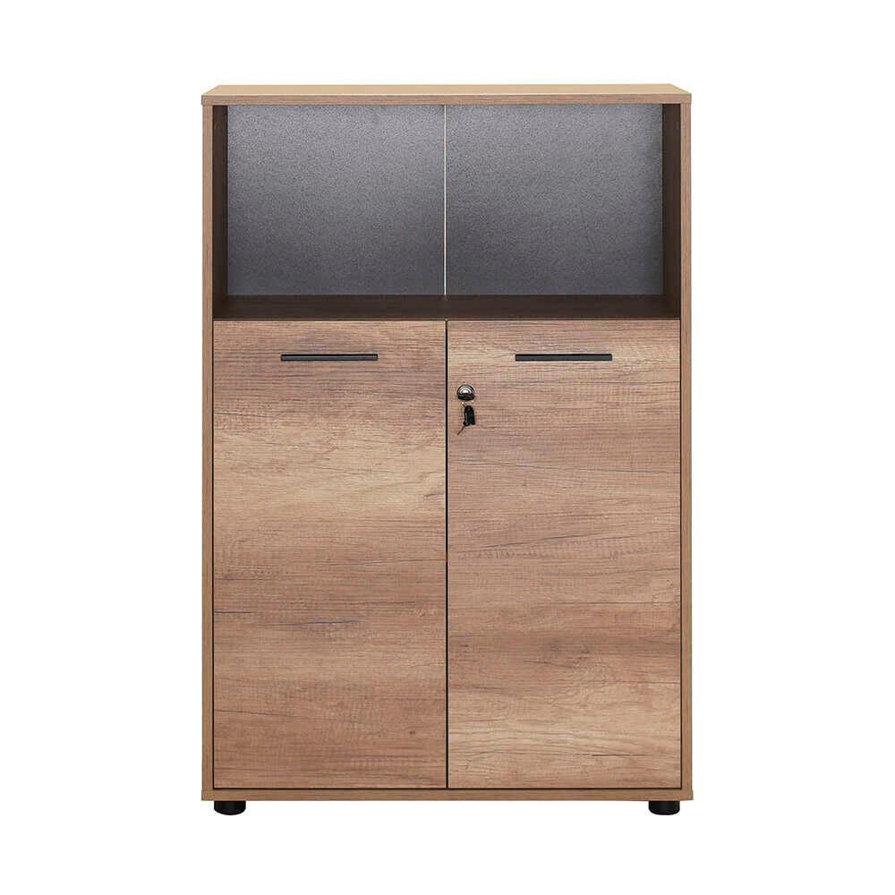 Biblioteca Adore New York, 2 usi cu cheie, 3 rafturi, Natur - Sonoma, 72x110x34 cm - Natur