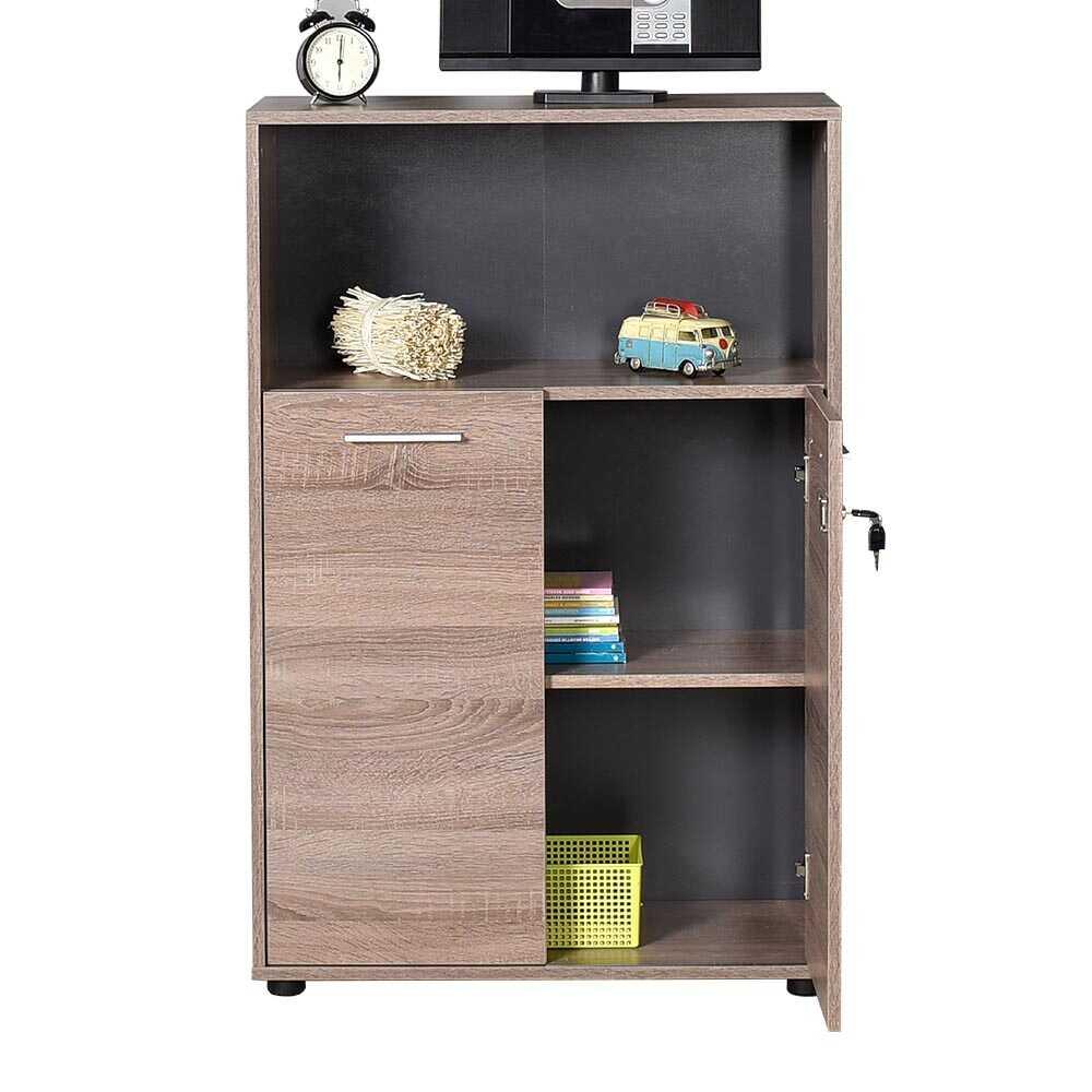 Biblioteca Adore New York, 2 usi cu cheie, 3 rafturi, Natur - Sonoma, 72x110x34 cm - Sonoma