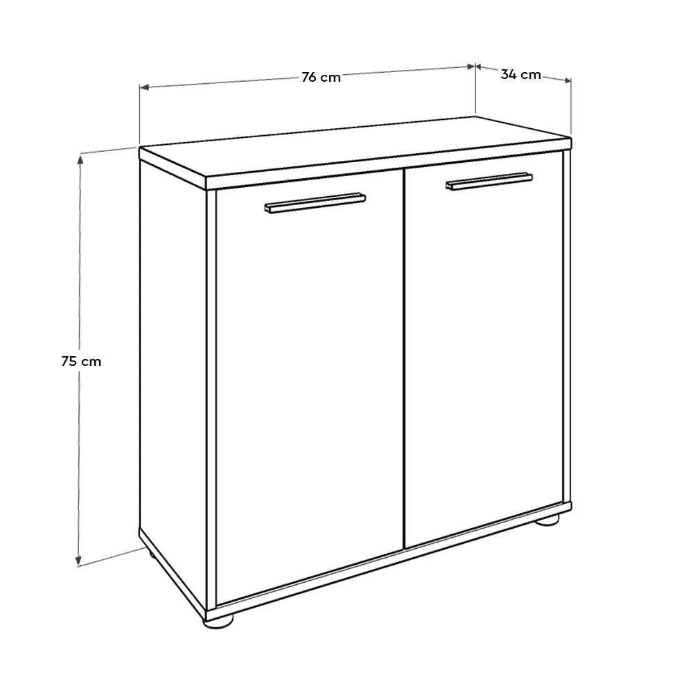 Biblioteca Adore New York, 2 usi cu cheie, 3 rafturi, 76 x 75 x 34 cm