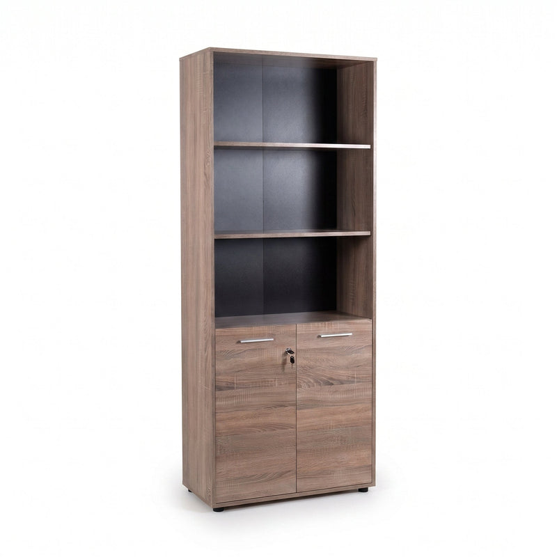 Biblioteca Adore New York Office, 2 usi cu cheie, 3 rafturi fix, 72 x 187 x 34 cm