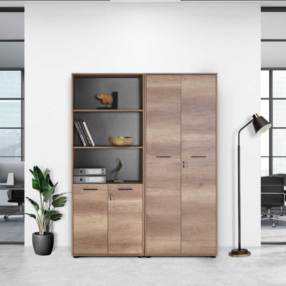 Biblioteca Adore New York Office, 2 usi cu cheie, 5 rafturi mobile, 72 x 187 x 34 cm