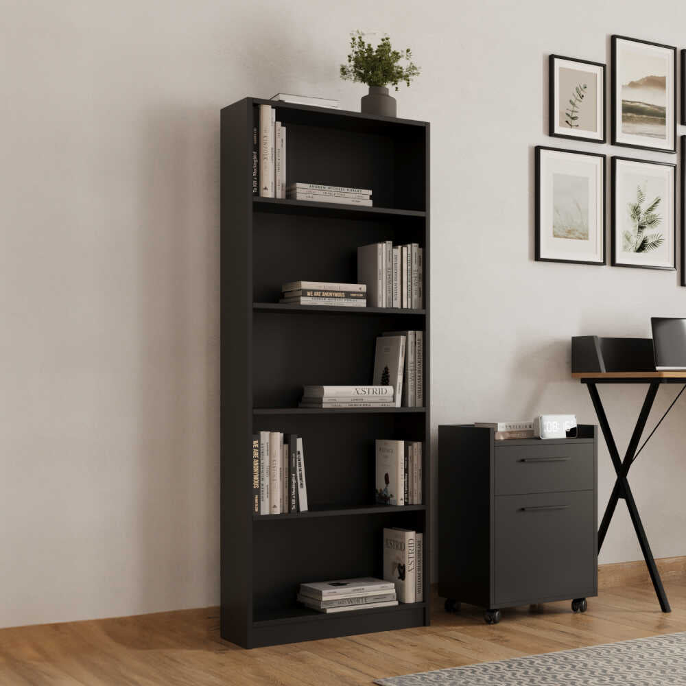 Biblioteca Adore Nurdan, 5 rafturi, 58x170x23 cm - Antracit