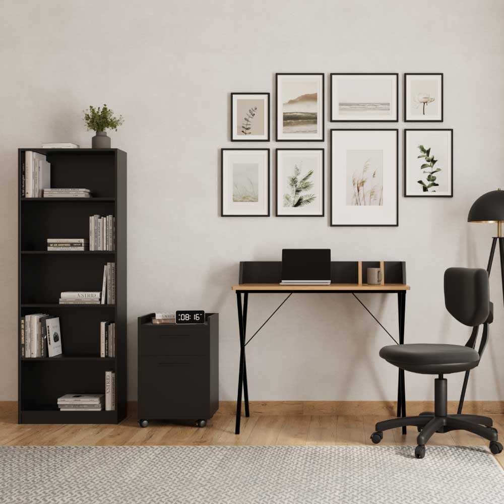 Biblioteca Adore Nurdan, 5 rafturi, 58x170x23 cm - Antracit