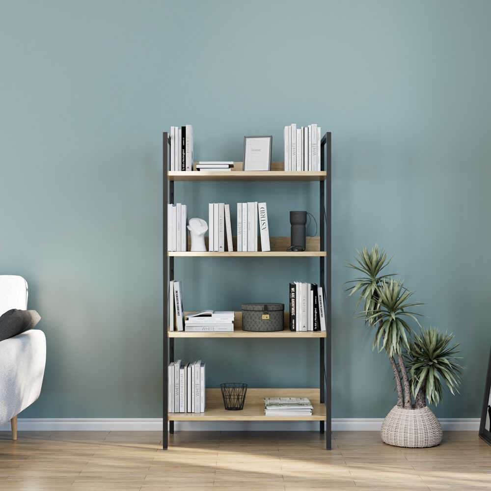 Biblioteca Adore Profile cu 4 rafturi, Stejar, 73x136x35 cm