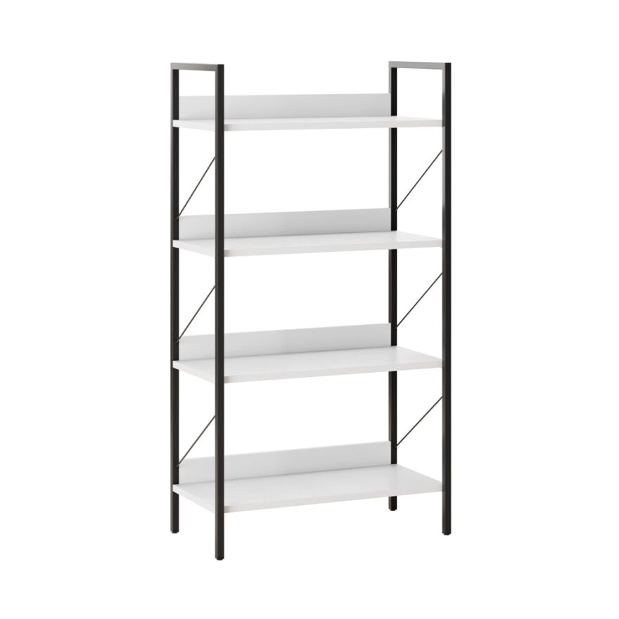 Biblioteca Adore Profile cu 4 rafturi, Alb - Maro - Stejar, 73x136x35 cm - Alb