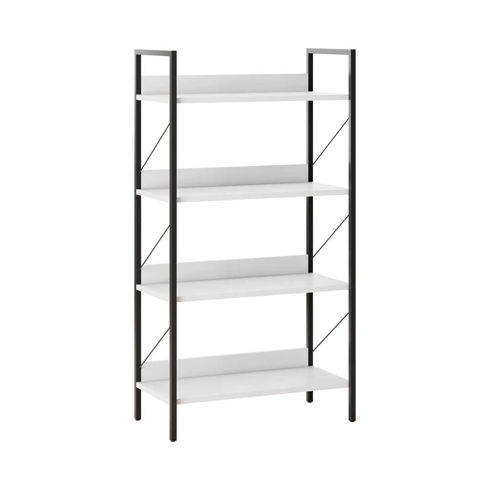 Biblioteca Adore Profile cu 4 rafturi, Alb - Maro - Stejar, 73x136x35 cm - Alb