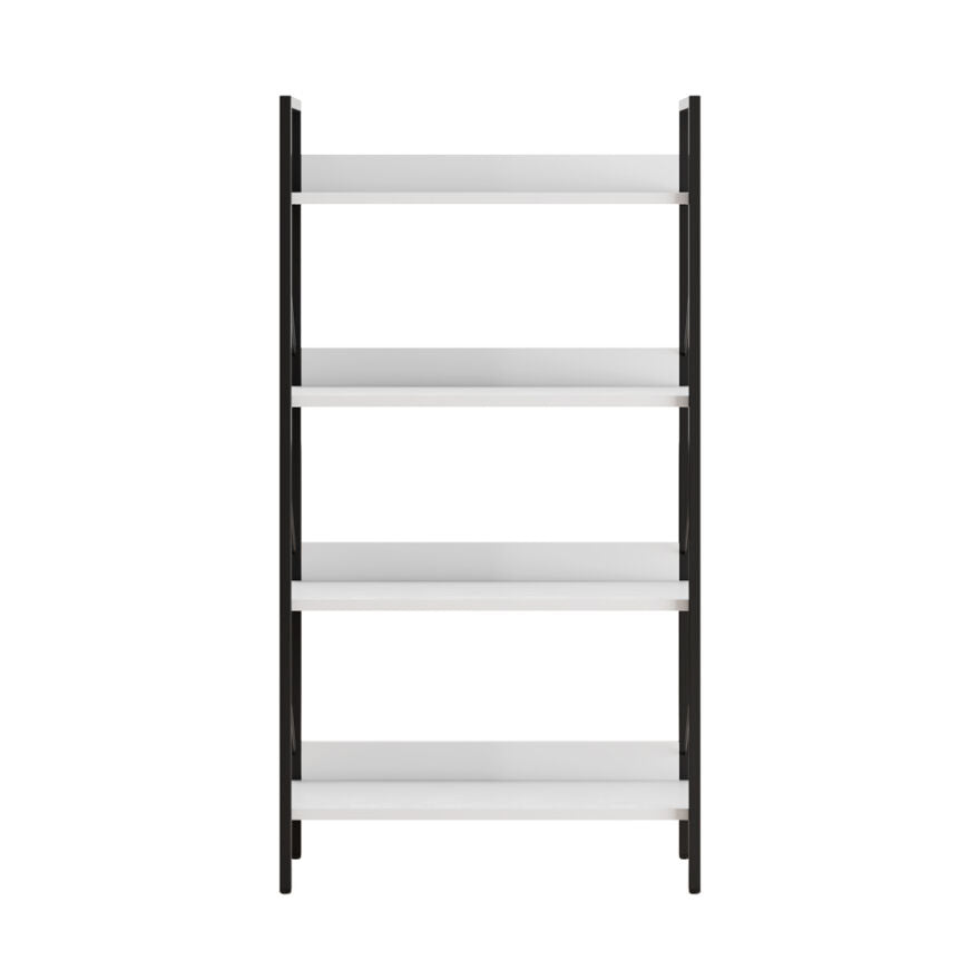 Biblioteca Adore Profile cu 4 rafturi, Alb - Maro - Stejar, 73x136x35 cm - Alb