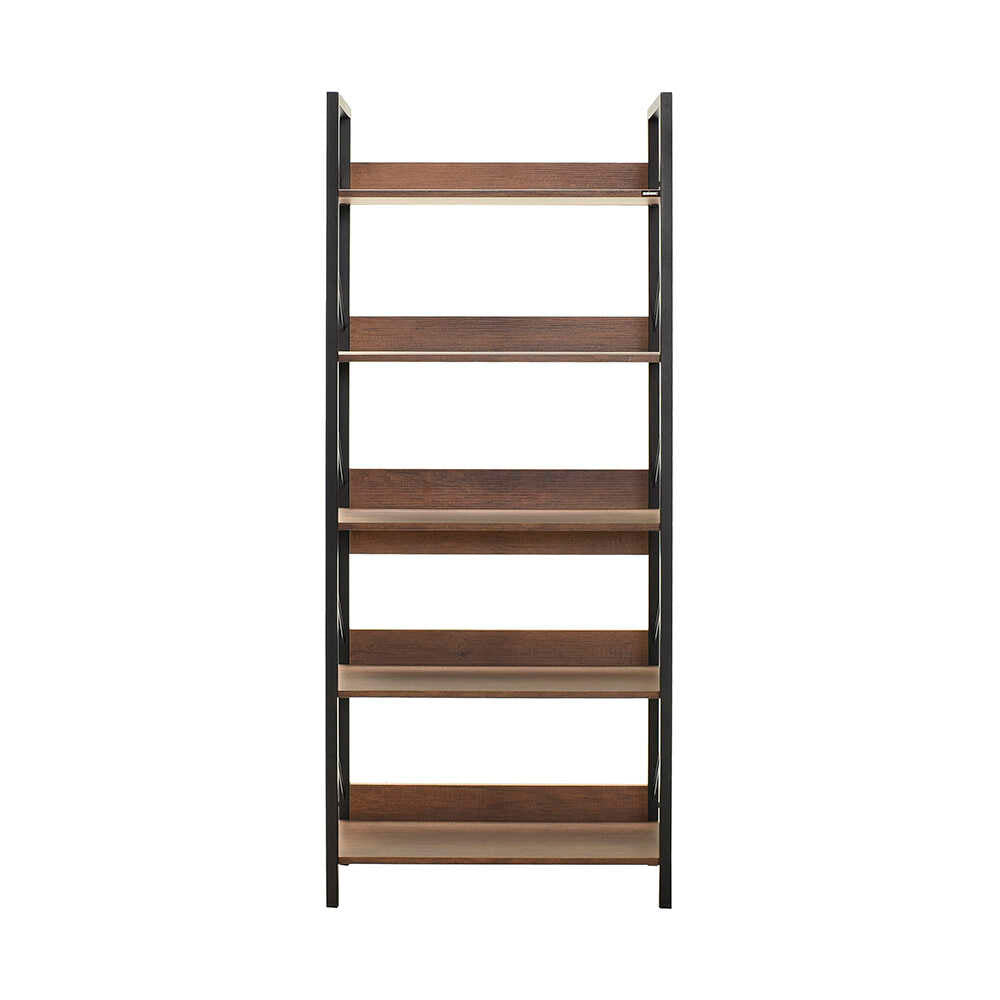 Biblioteca Adore Profile cu 5 rafturi, Alb - Maro - Stejar, 73x172x35 cm - Maro