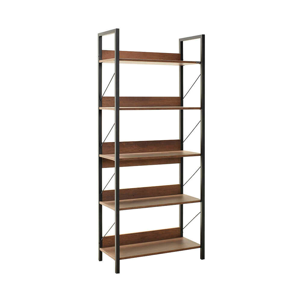 Biblioteca Adore Profile cu 5 rafturi, Alb - Maro - Stejar, 73x172x35 cm - Maro