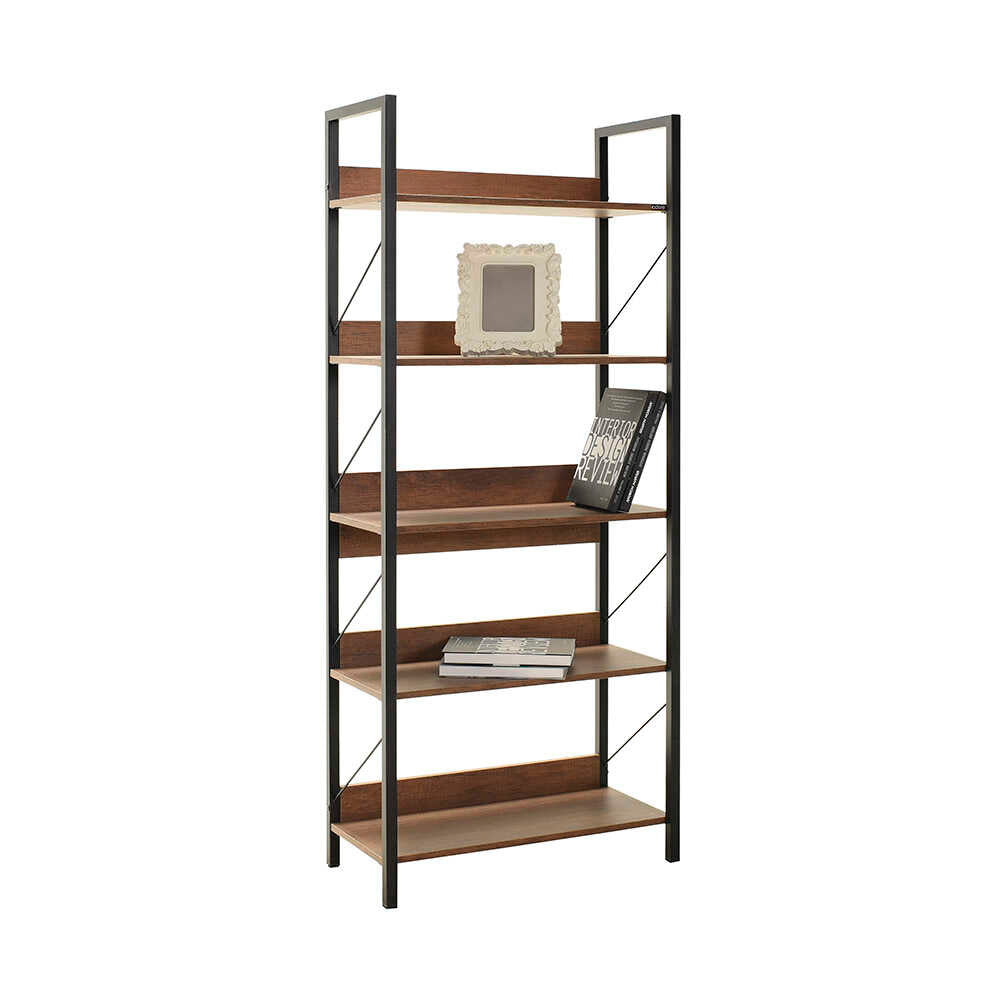 Biblioteca Adore Profile cu 5 rafturi, Alb - Maro - Stejar, 73x172x35 cm - Maro