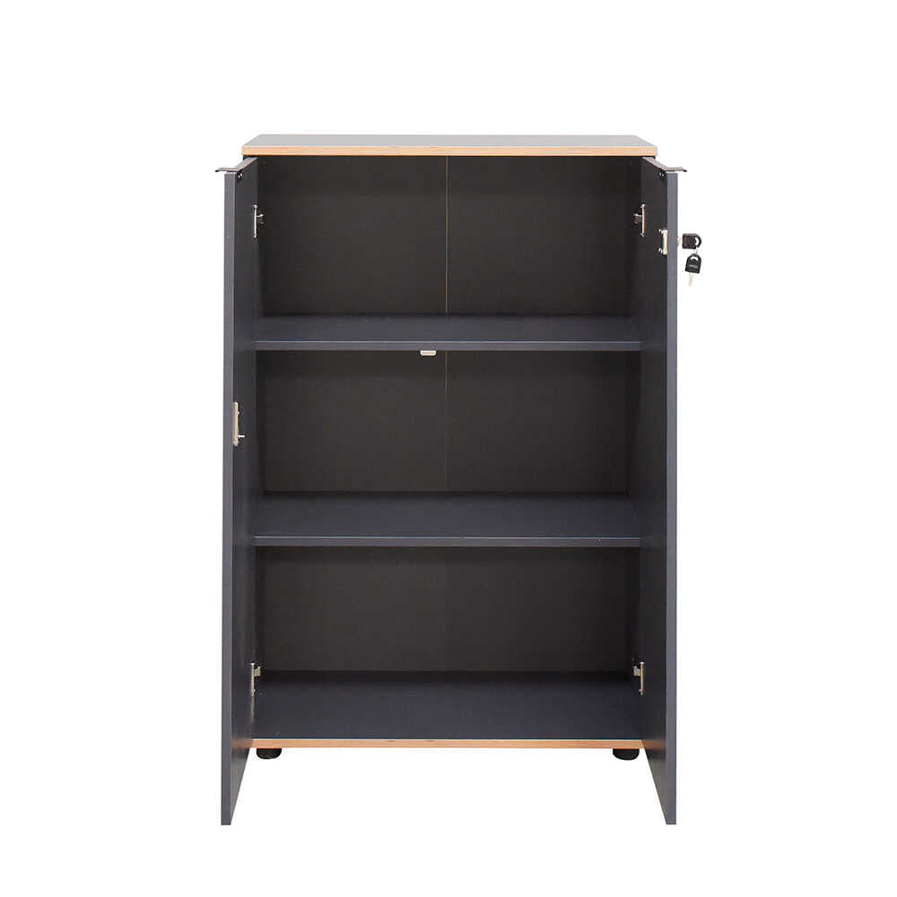 Bibliotecă Adore Rio cu 2 Uși, Cheie și 3 Rafturi, 72x109x34 cm - Antracit