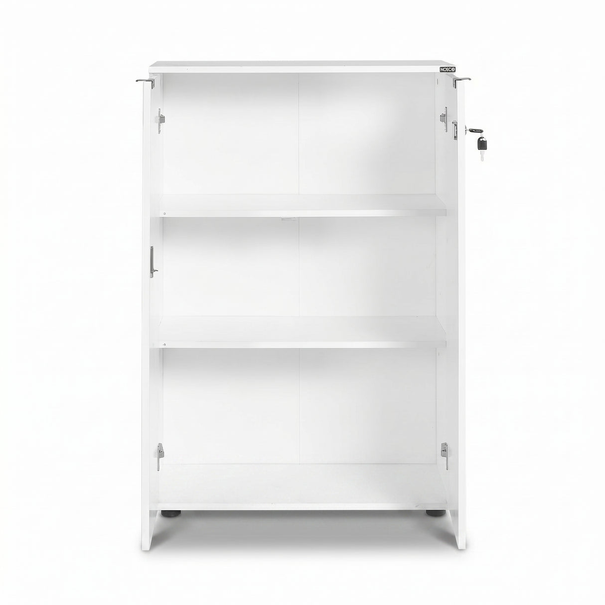Bibliotecă Adore Rio cu 2 Uși, Cheie și 3 Rafturi, 72x109x34 cm - Alb