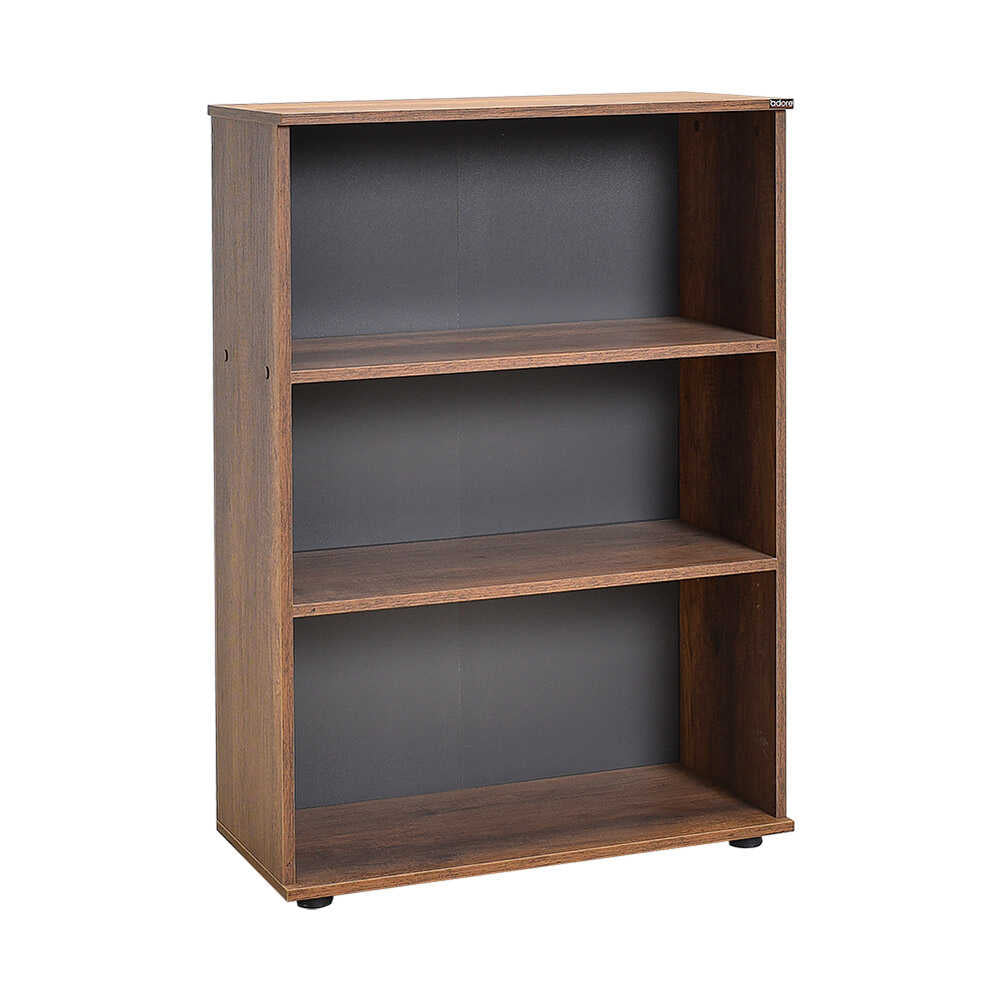 Biblioteca Adore Rio Mini, 3 rafturi, Alb - Nuc - Antracit, 72x109x34 cm - Nuc