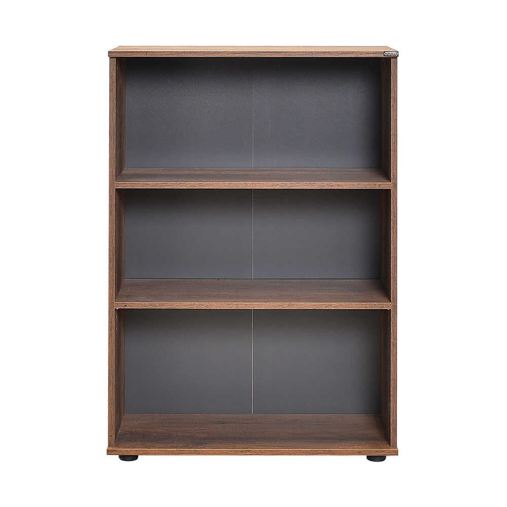 Biblioteca Adore Rio Mini, 3 rafturi, Alb - Nuc - Antracit, 72x109x34 cm - Nuc