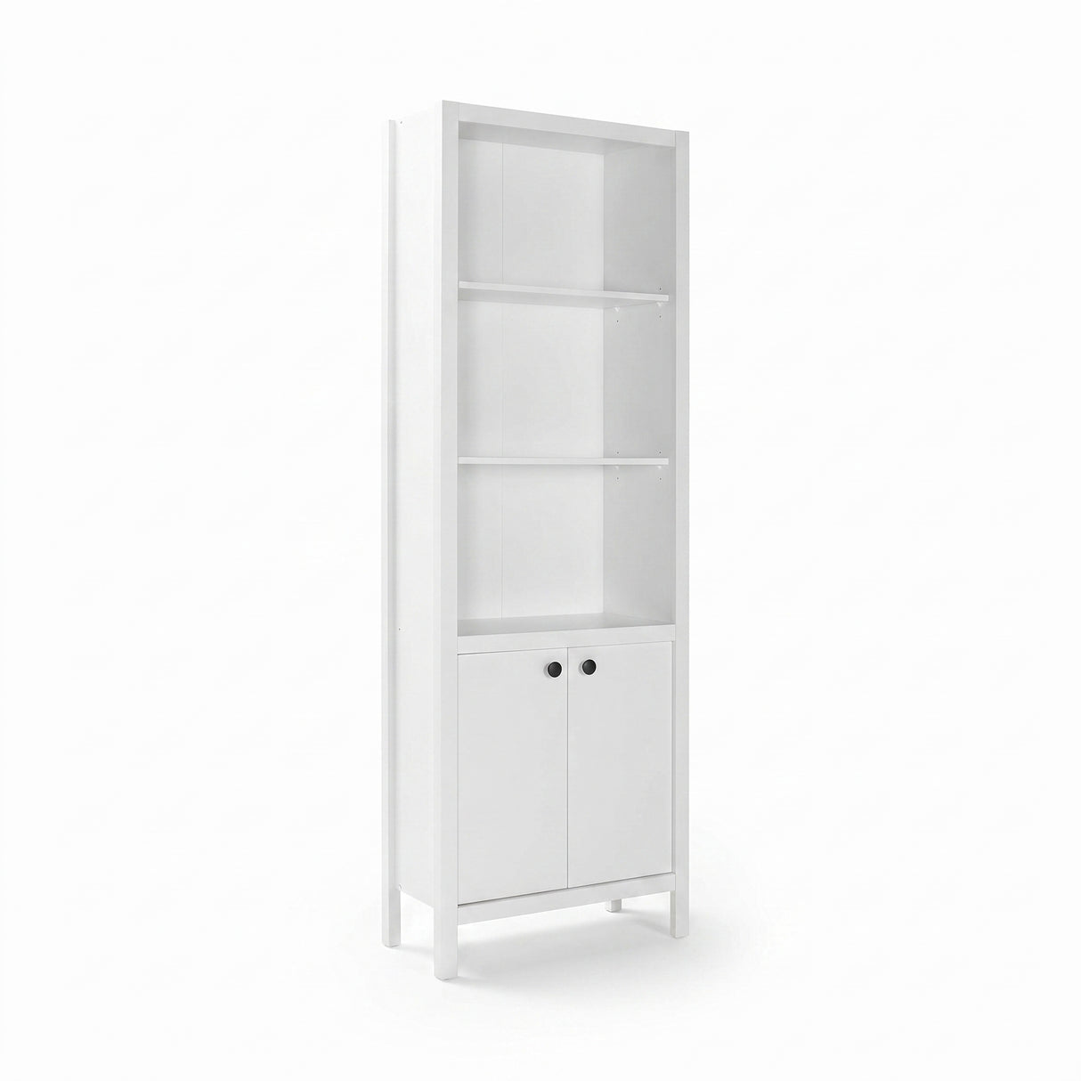 Biblioteca Adore Rustic cu 5 rafturi si usi, Alb, 66x196x32 cm