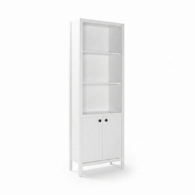 Biblioteca Adore Rustic cu 5 rafturi si usi, Alb, 66 x 196 x 32 cm