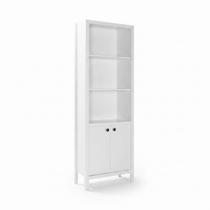 Biblioteca Adore Rustic cu 5 rafturi si usi, Alb, 66 x 196 x 32 cm