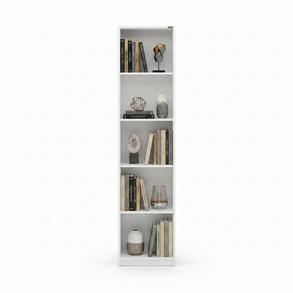 Biblioteca Adore Vargas, 5 Rafturi, Alb, 43x182x26 cm - Alb