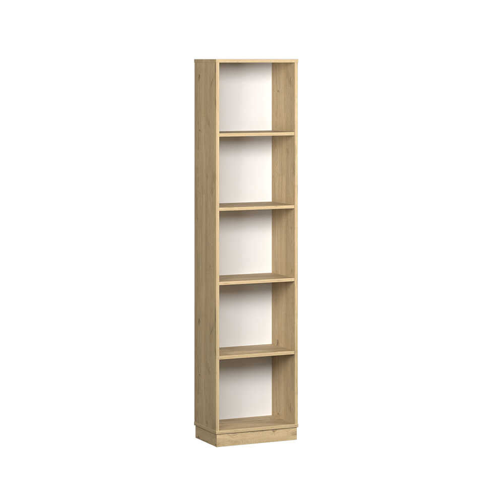 Biblioteca Adore Vargas, 5 Rafturi, Alb, 43x182x26 cm - Natural