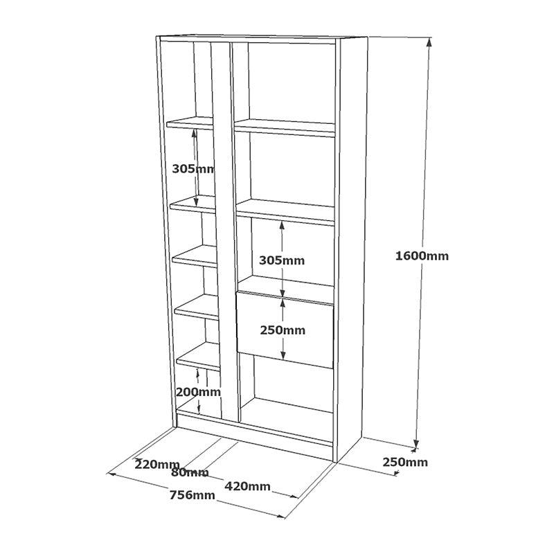 Biblioteca Alive, Alb, 75x25x160 cm, foto produs 6