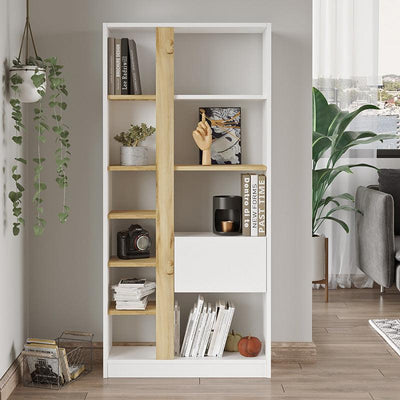 Biblioteca Alive, Alb, 75x25x160 cm, foto produs 9
