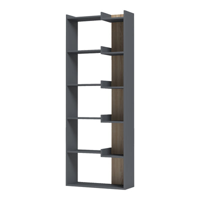 Bibliotecă, antracit-sonoma, 61x22x162 cm, perspectiva suplimentara