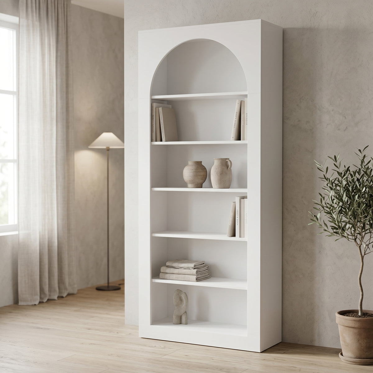 Biblioteca Boke, Alb, 80x32x180 cm