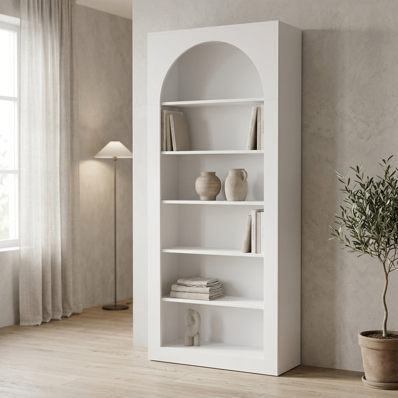 Biblioteca Boke, Alb, 80x32x180 cm