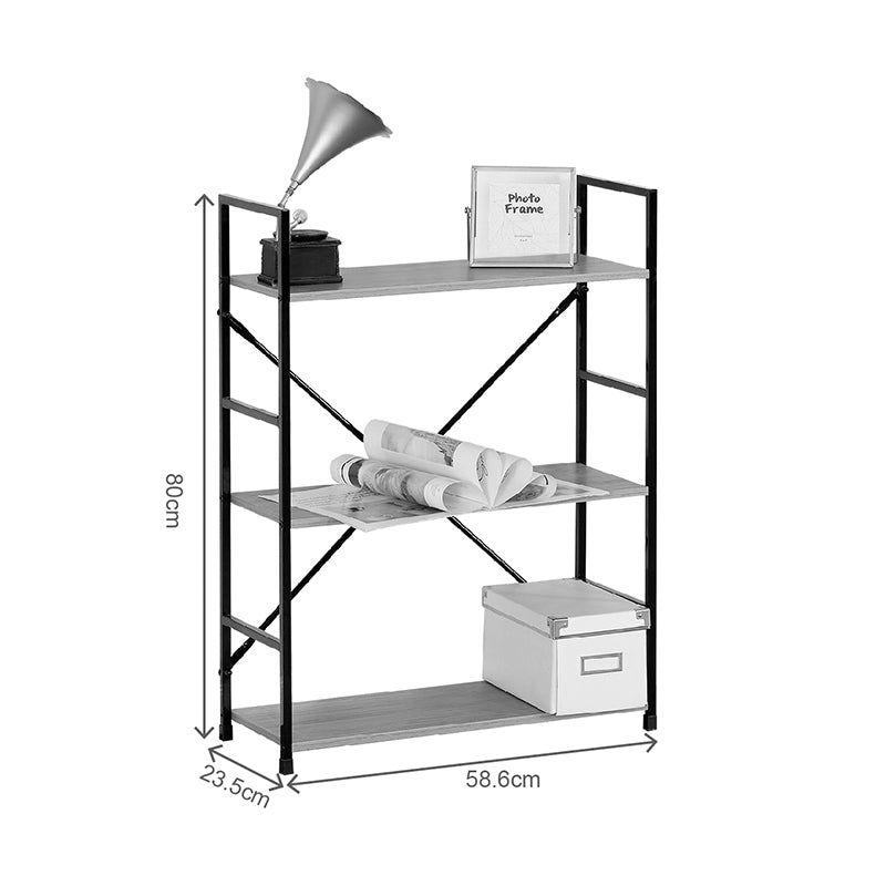 Biblioteca Bookcase-rack Manlo, Metal, Negru, 59x24x80 cm