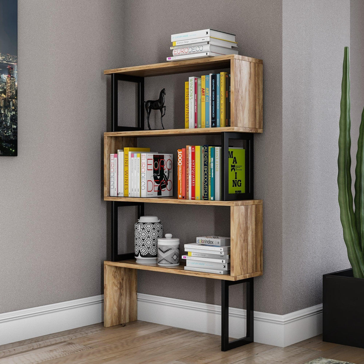 Biblioteca Ceylan Scandinav, Nuc, 80x128x22 cm