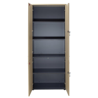 Biblioteca cu patru usi din lemn Lotus din stejar, Gri inchis, 80x41x200 cm, imagine suplimentara
