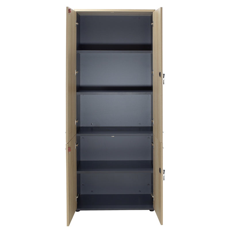 Biblioteca cu patru usi din lemn Lotus din stejar, Gri inchis, 80x41x200 cm, imagine suplimentara