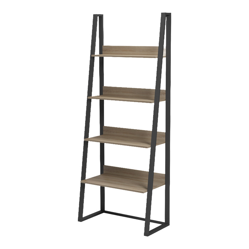 Bibliotecă cu rafturi Alfa, Stil Modern, Metal Negru și Lemn, Sonoma, 75x36x185 cm - SONOMA - BLACK