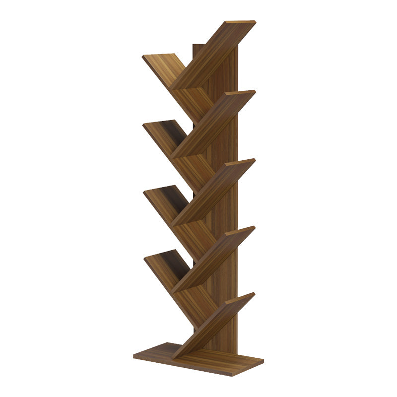 Bibliotecă cu rafturi Fyllo, Lemn, Alb, 50x25x141 cm - Nuc