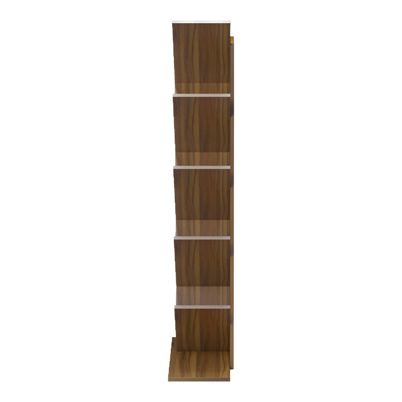Bibliotecă cu rafturi Fyllo, Lemn, Alb, 50x25x141 cm - Nuc