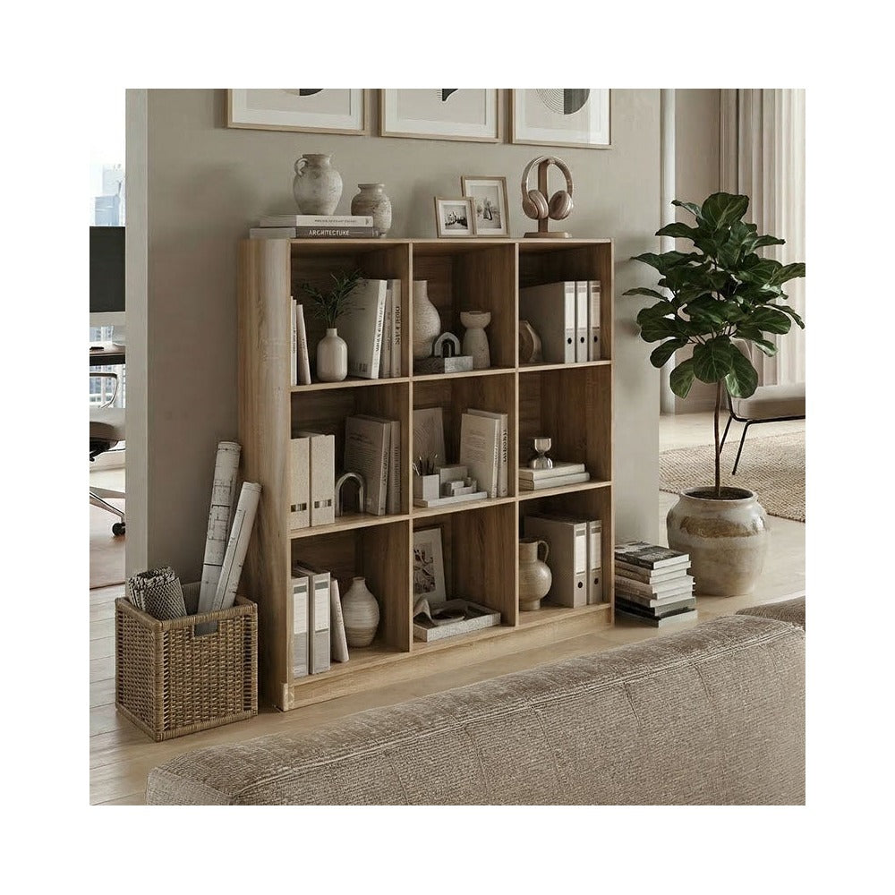 Bibliotecă modernă Gridea , stil minimalist, alb, MDF, 120x30x121 cm - SONOMA