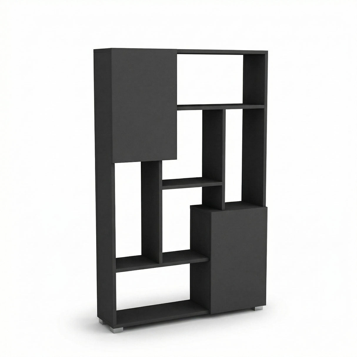 Biblioteca De Wills 2 Usi cu 6 Rafturi, Gri - Stejar, 90x141x24 cm - Gri