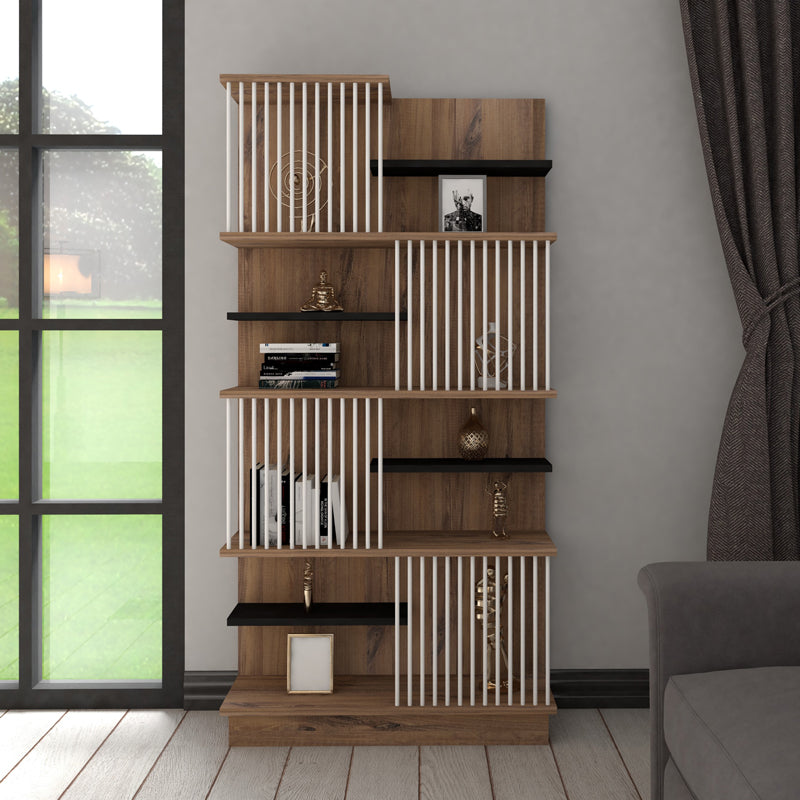 Biblioteca Gassim, Antracit-Sonoma-Alb, 80x25x160 cm
