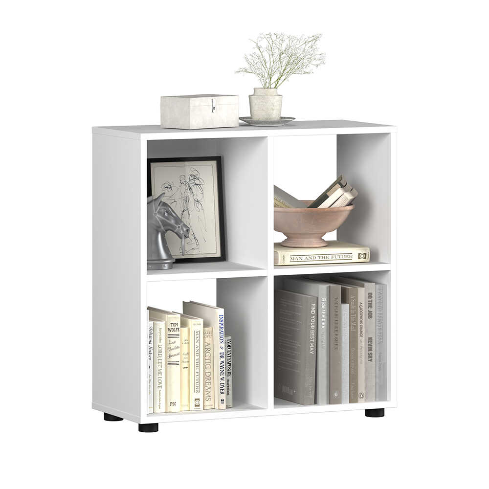 Biblioteca Joasa Adore Cubic, Alb - Stejar, 70x72x30 cm - Alb