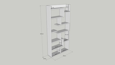 Biblioteca Kuttap, Pin, 90x182x22 cm