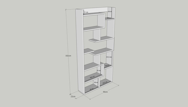 Biblioteca Kuttap, Pin, 90x182x22 cm