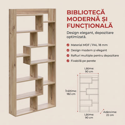 Biblioteca Kuttap, Pin, 90x182x22 cm