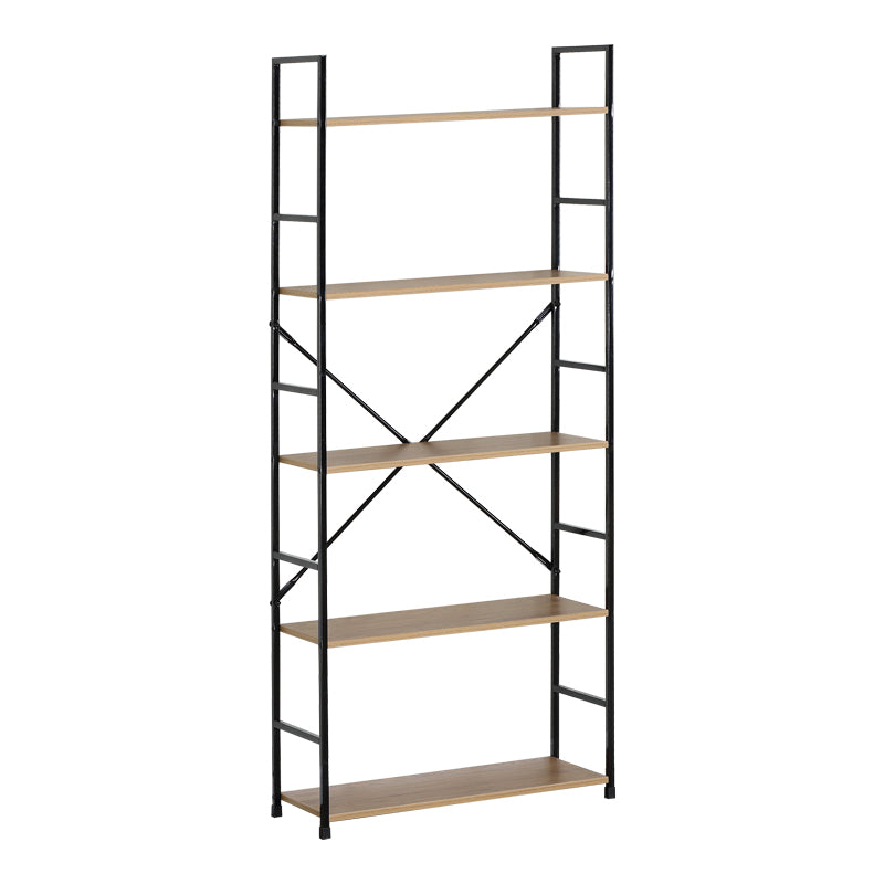 Biblioteca Manlo, Metal, 59x24x144 cm - Stejar