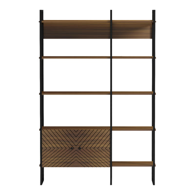 Bibliotecă modernă Rhombo, cu rafturi elegante, finisaj, nuc-negru, 120x35x180 cm, foto produs 6