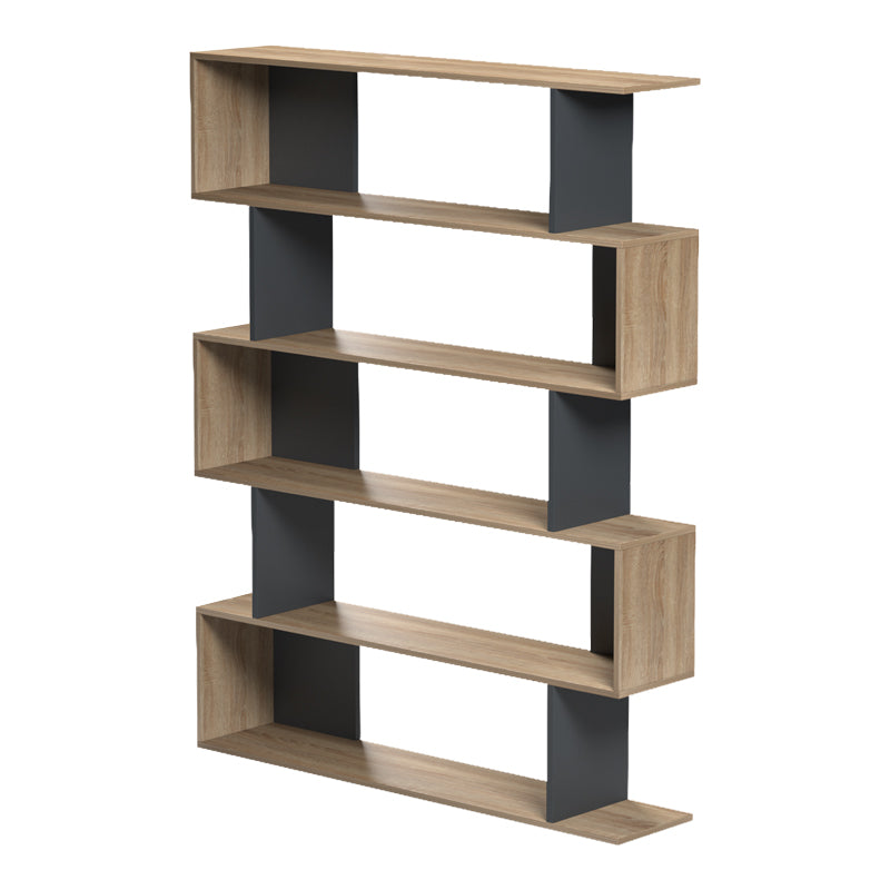 Bibliotecă modernă Tetri , stil Sonoma-Antracit, PAL, 122x26x159 cm.