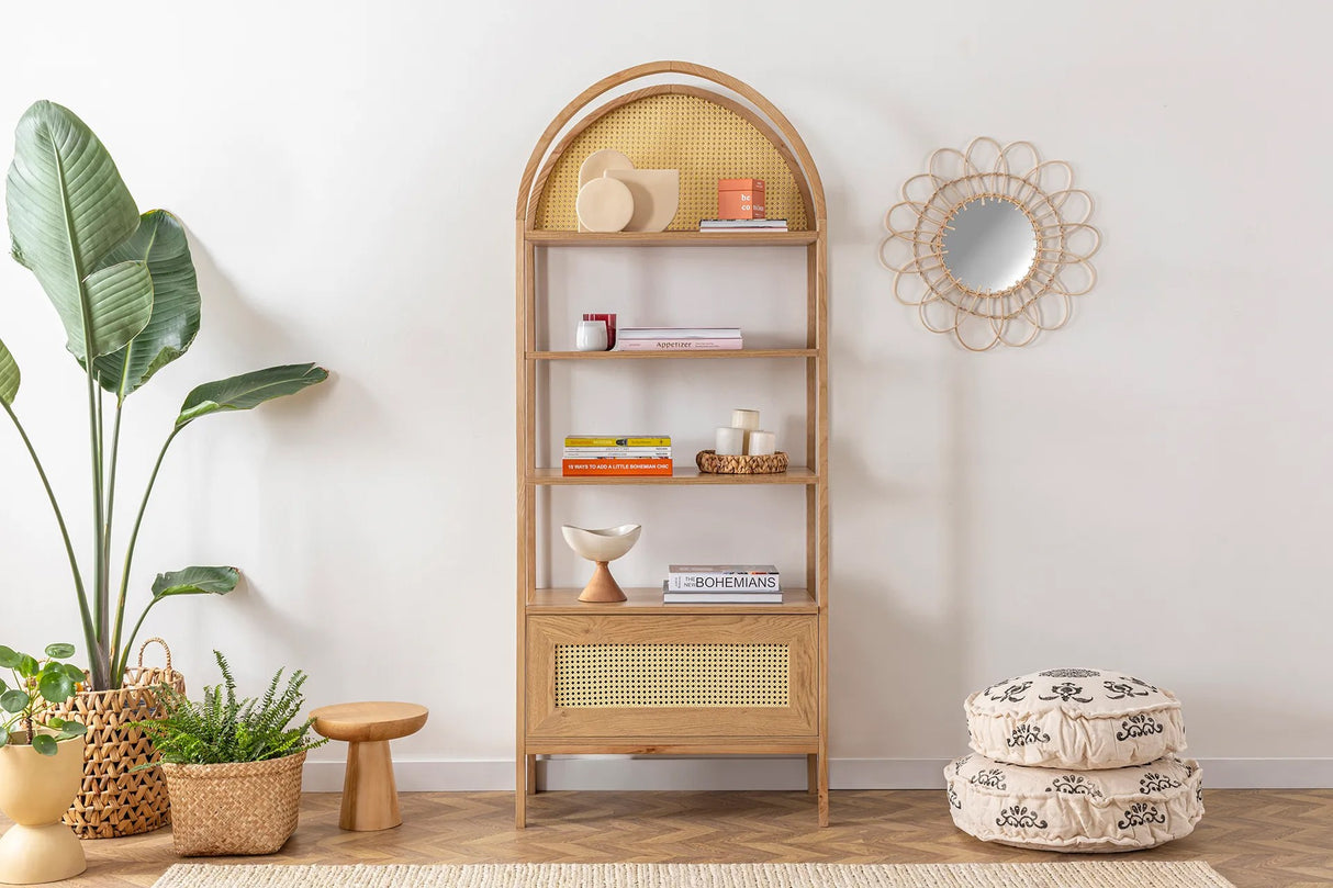 Biblioteca Nala 75 Howard, natural - negru, 75x40x182 cm - Natural