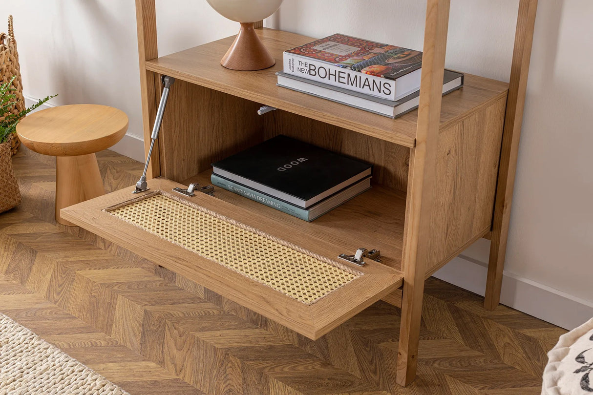 Biblioteca Nala 75 Howard, natural - negru, 75x40x182 cm - Natural